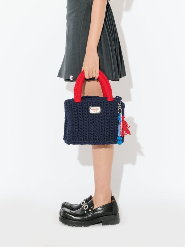 BUCKET BAG WITH LOBSTER CHARM in NAVY RED