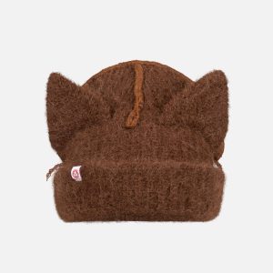 ALPACA CHUNKY EARS BEANIE in BROWN