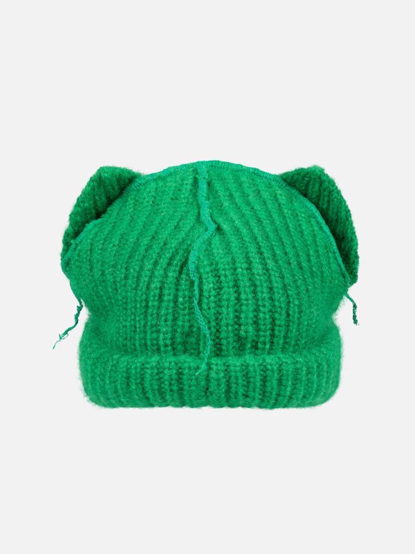 MOHAIR CHUNKY EARS BEANIE in GREEN