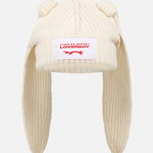 CHUNKY RABBIT BEANIE in ECRU