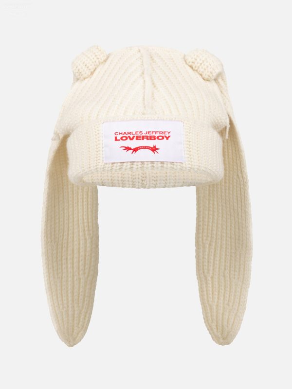 CHUNKY RABBIT BEANIE in ECRU