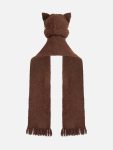 ALPACA CHUNKY EARS BEANIE SCARF in BROWN