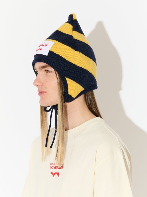 SPIKE BONNET in YELLOW NAVY BLUE