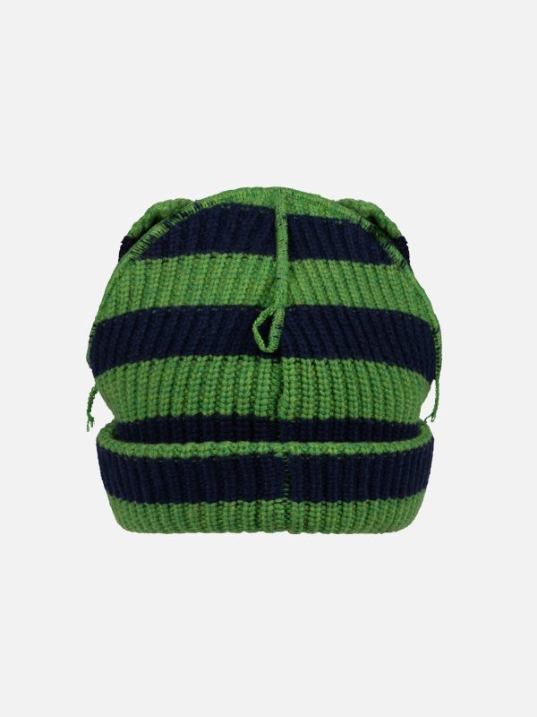 SUPERSIZED CHUNKY EARS BEANIE in GREEN NAVY