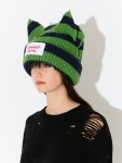 SUPERSIZED CHUNKY EARS BEANIE in GREEN NAVY