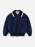 BOMBER JACKET WITH KNITTED COLLAR in NAVY