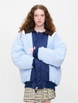 BOMBER JACKET WITH KNITTED COLLAR in NAVY