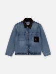 DENIM JACKET WITH CORDUROY COLLAR in WASHED DENIM