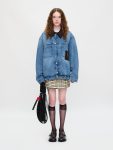 DENIM JACKET WITH CORDUROY COLLAR in WASHED DENIM