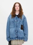 DENIM JACKET WITH CORDUROY COLLAR in WASHED DENIM