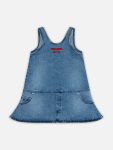 DENIM VEST DRESS in WASHED DENIM