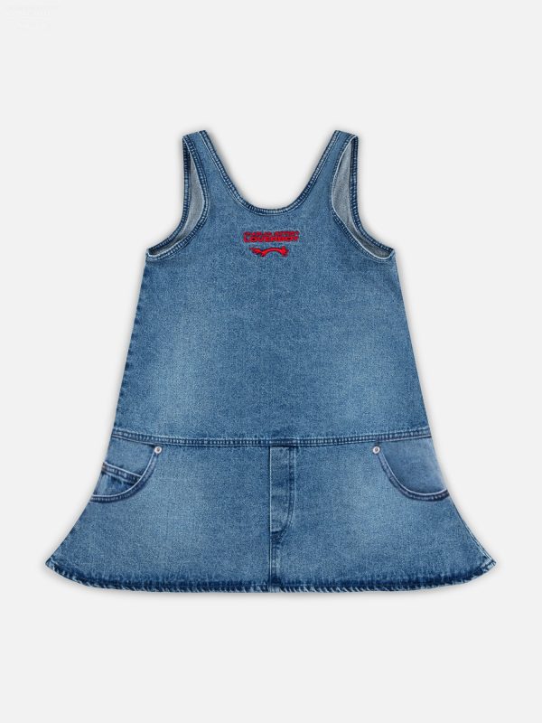 DENIM VEST DRESS in WASHED DENIM