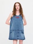 DENIM VEST DRESS in WASHED DENIM