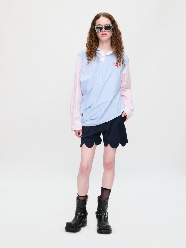 TOPSY TURVY SHIRT in BLUE PINK STRIPE