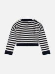 SLASH STRIPE SWEATER in NAVY ECRU STRIPE