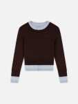 DOUBLE SOFT SWEATER in BROWN LIGHT BLUE