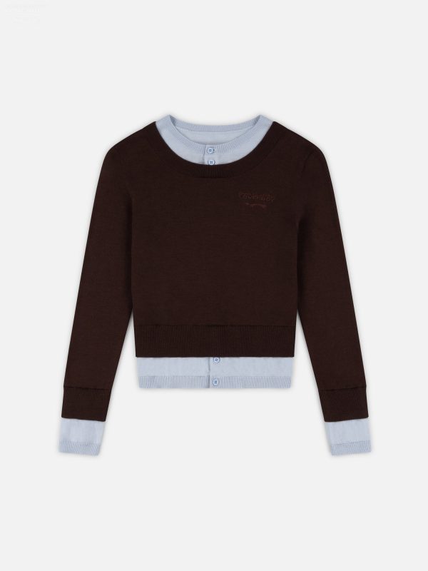 DOUBLE SOFT SWEATER in BROWN LIGHT BLUE