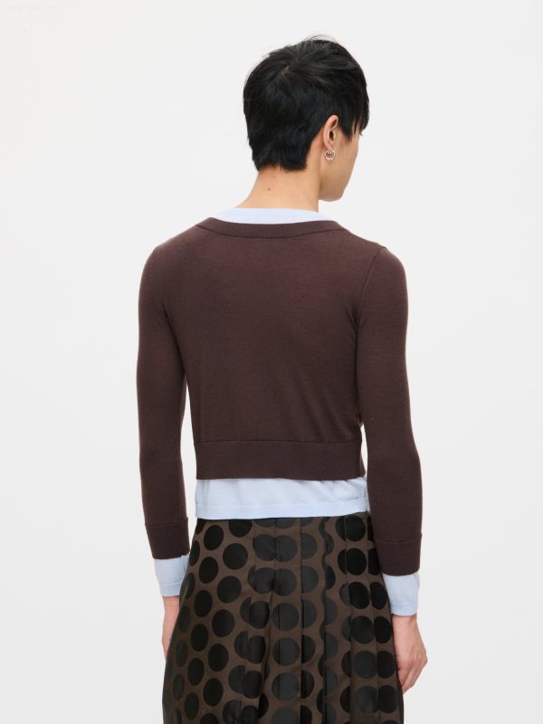 DOUBLE SOFT SWEATER in BROWN LIGHT BLUE