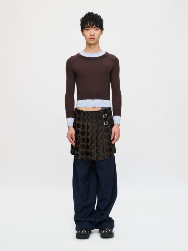 DOUBLE SOFT SWEATER in BROWN LIGHT BLUE