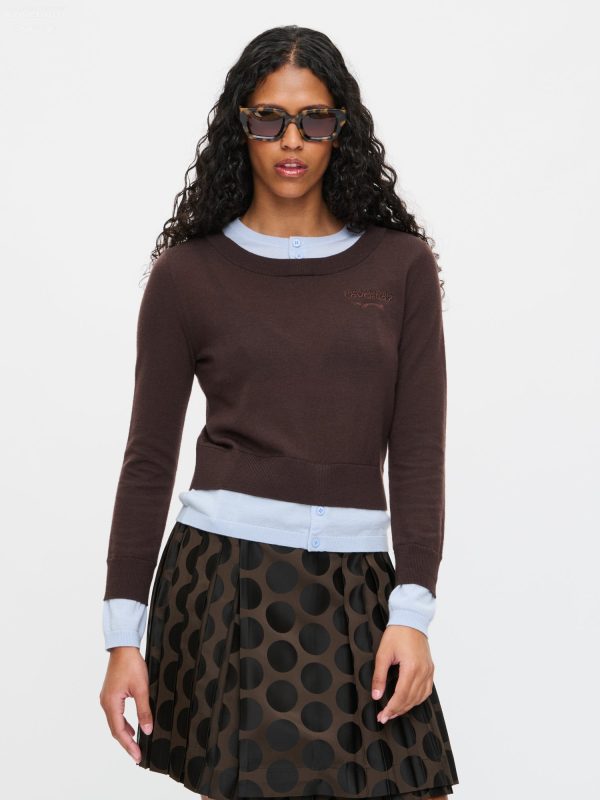 DOUBLE SOFT SWEATER in BROWN LIGHT BLUE