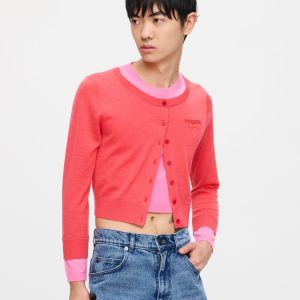 DOUBLE SOFT CARDI in CORAL PINK