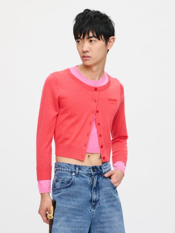 DOUBLE SOFT CARDI in CORAL PINK