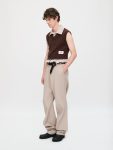 SMART CROPPED VEST in BROWN BEIGE STRIPE