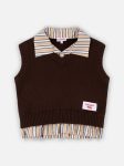 SMART CROPPED VEST in BROWN BEIGE STRIPE