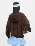 RABBIT EARS HOODY in BROWN LIGHT BLUE