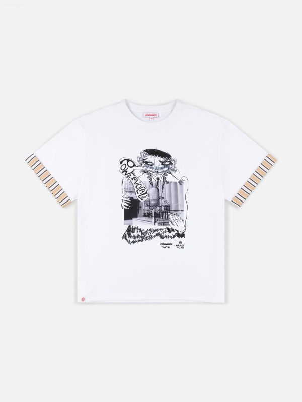 ABBEY ROAD TURN UP TEE in WHITE BEIGE