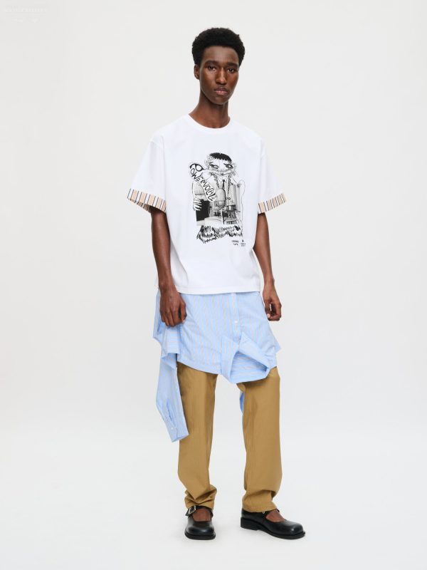 ABBEY ROAD TURN UP TEE in WHITE BEIGE