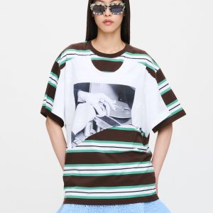ABBEY ROAD DOUBLE TEE in BROWN WHITE