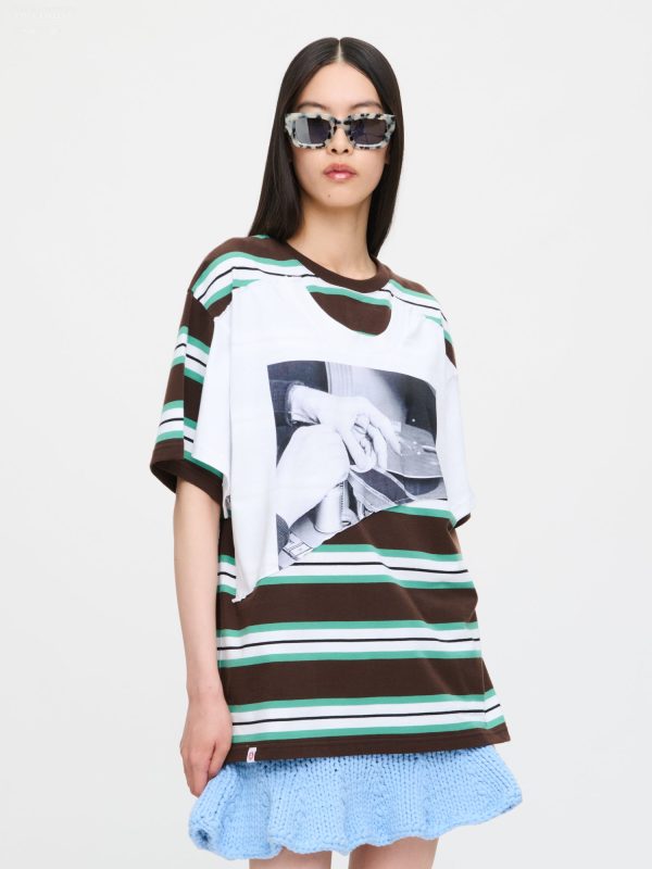ABBEY ROAD DOUBLE TEE in BROWN WHITE