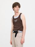 DOUBLE LOGO TANK TOP in BROWN LIGHT BLUE
