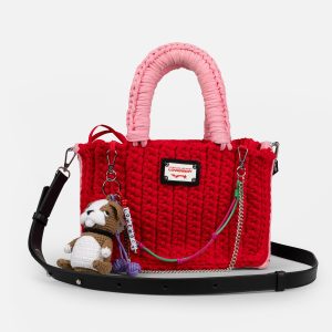 NANA BAG WITH BULLDOG CHARM in RED PINK