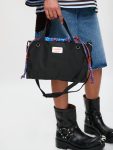 COLOUR BLOCK BABY SHOPPER in BLACK TARTAN