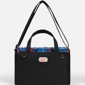 COLOUR BLOCK BABY SHOPPER in BLACK TARTAN