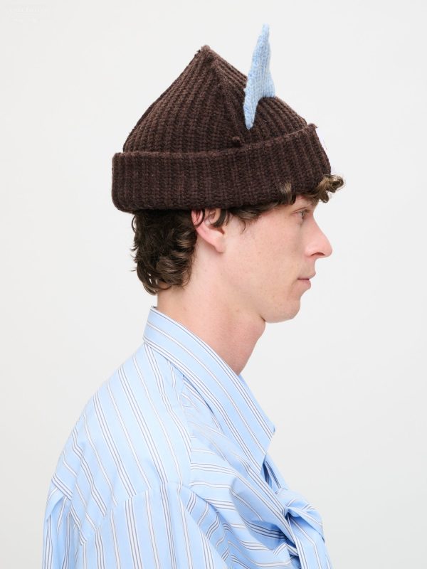 CHUNKY EARS BEANIE in BROWN LIGHT BLUE
