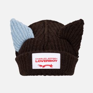 CHUNKY EARS BEANIE in BROWN LIGHT BLUE