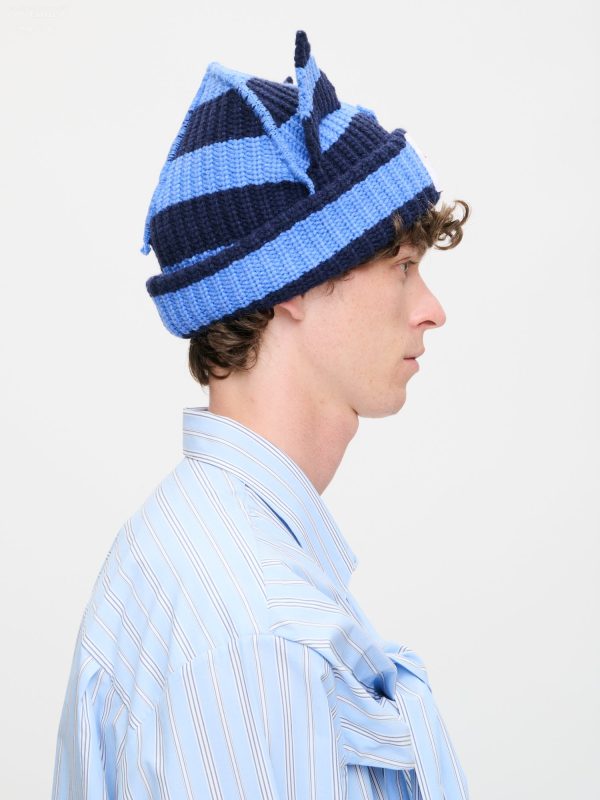CHUNKY EARS BEANIE in BLUE NAVY STRIPE