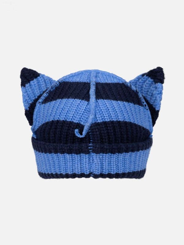 CHUNKY EARS BEANIE in BLUE NAVY STRIPE