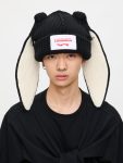 CHUNKY RABBIT BEANIE in BLACK ECRU