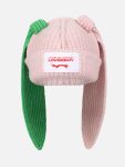 CHUNKY RABBIT BEANIE in PINK GREEN
