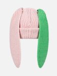 CHUNKY RABBIT BEANIE in PINK GREEN