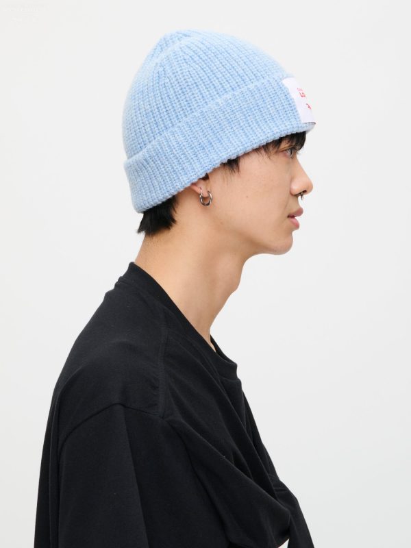CHUNKY RIB BEANIE in LIGHT BLUE