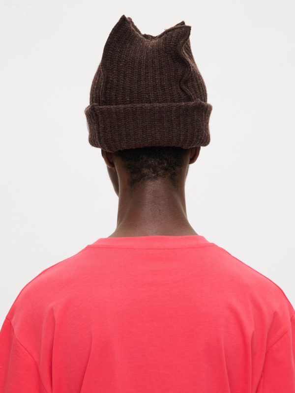 BOX BEANIE in BROWN LIGHT BLUE