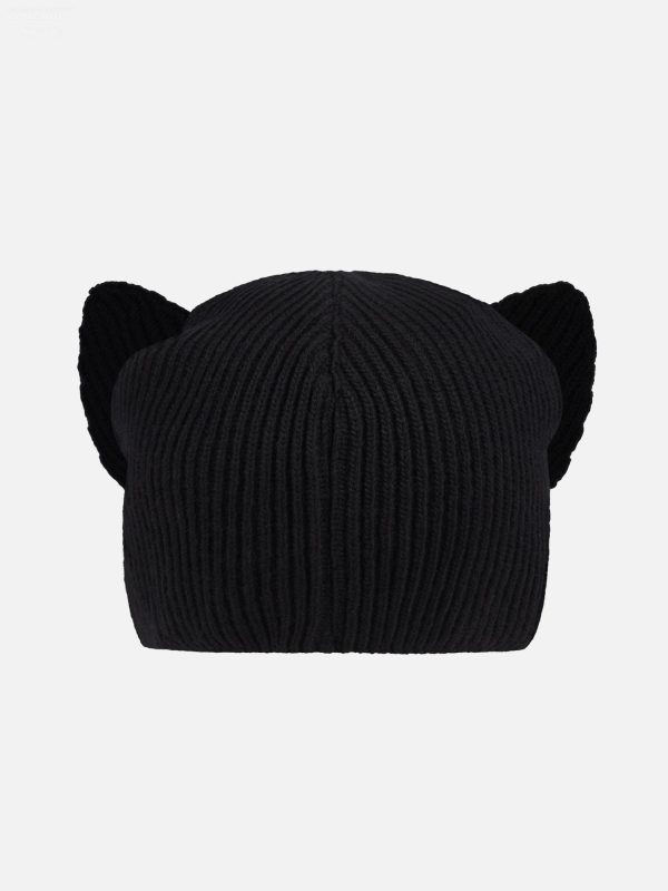 EARS RIB BEANIE in BLACK