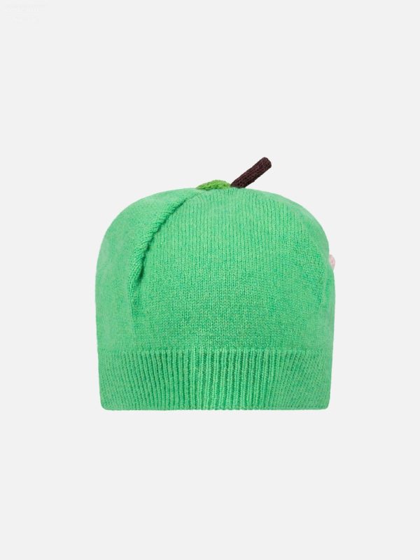 APPLE RIB BEANIE in GREEN PINK WORM