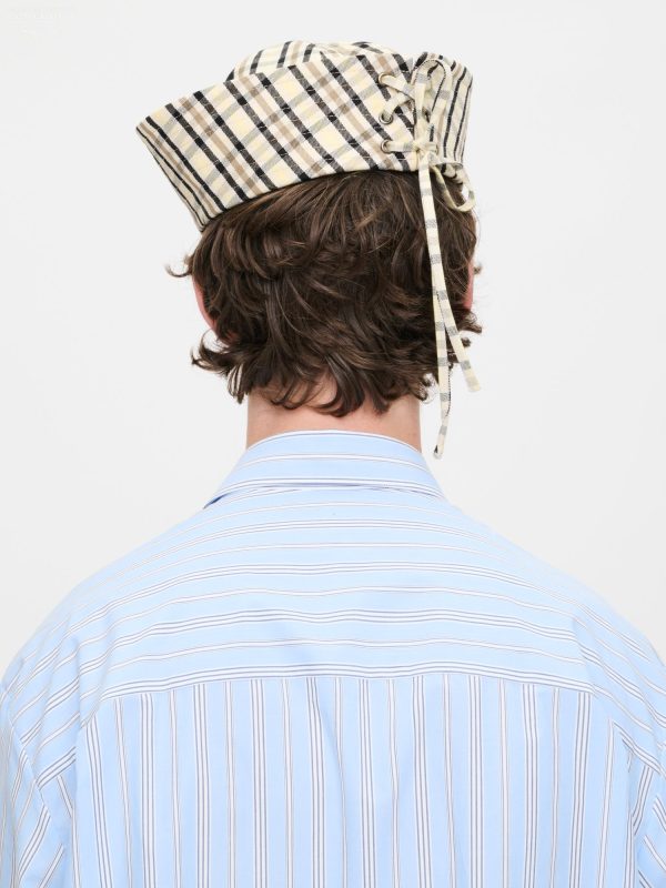 SAILOR HAT in BEIGE YELLOW TARTAN