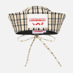 SAILOR HAT in BEIGE YELLOW TARTAN